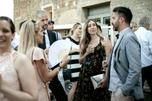 Wedding aperitif at the church Tuscany