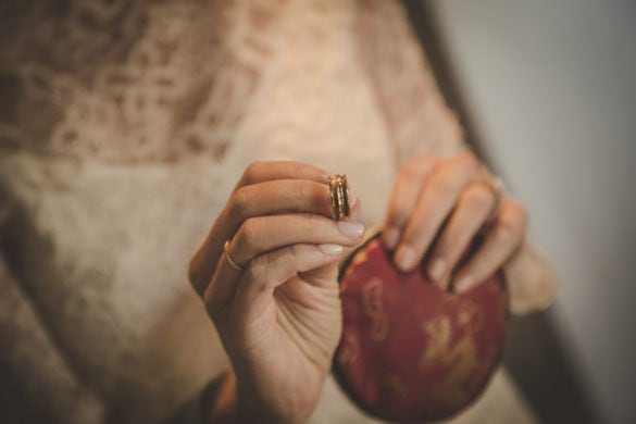 Special wedding band and wedding rings pouch