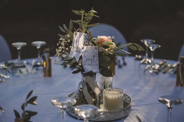 Detail Esstisch Hochzeitsmahlzeit