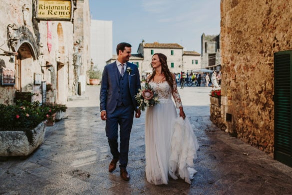 Braut und Bräutigam Fotosessions Straßen in Monteriggioni